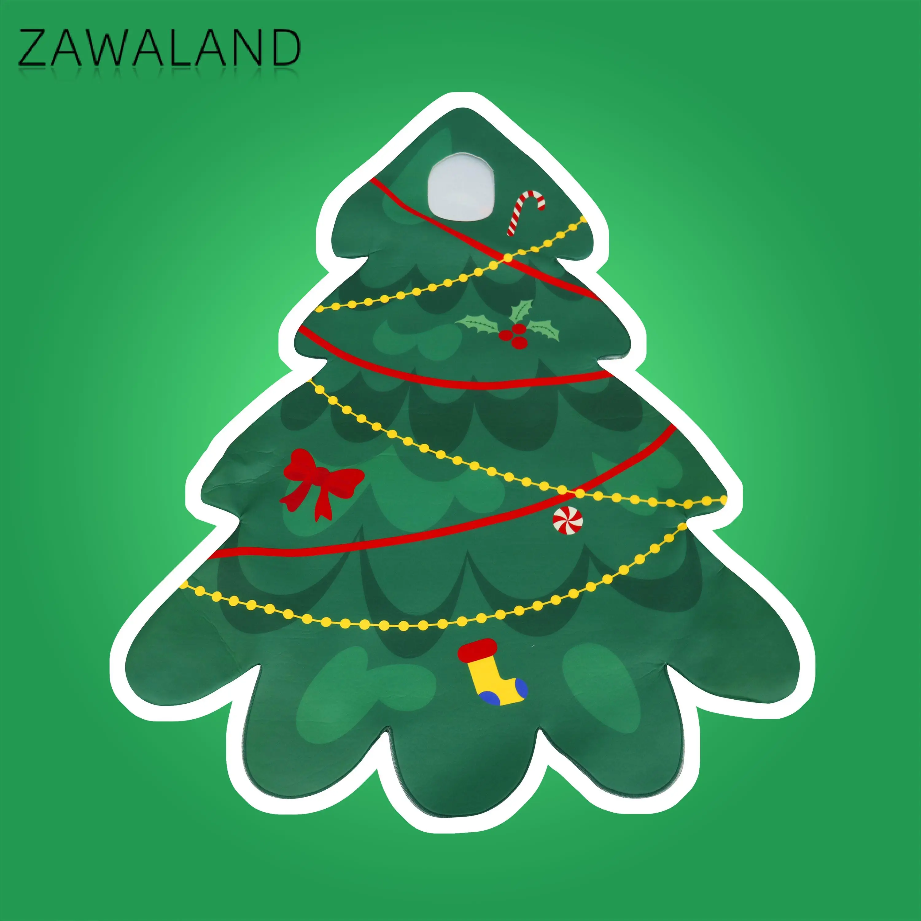 Zawaland Cosplay Christmas Tree Costume Funny Holiday Party Suit Woman Man Jumpsuit Carnival Onesie Show Disguisement Clothes