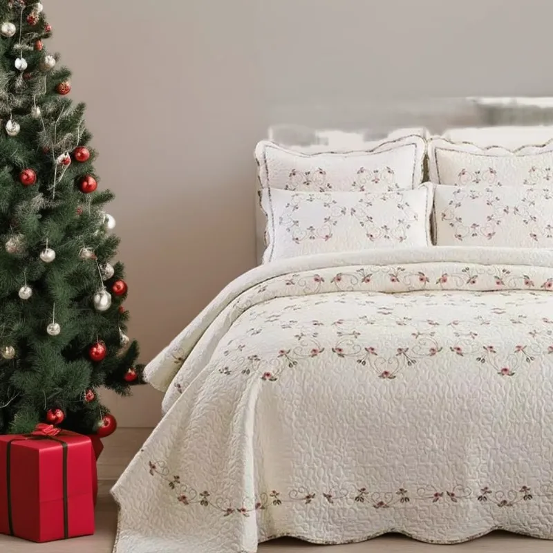 

Elegant Solid Color Cotton Quilt Set 3PCS King Queen Size Bedspread Coverlet Comforter Blanket - Quilted Bedding Home Decor