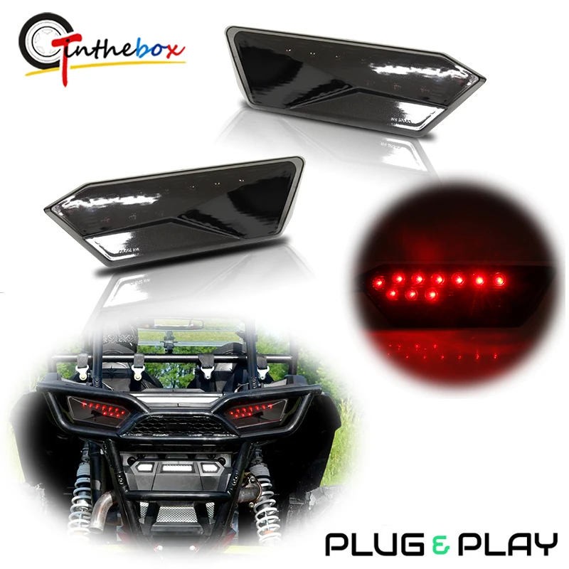 Gtinthebox Smoked/Red Lens Red LED Tail Brake Lights Running Lights For Polaris RZR XP 1000, XP 4 1000, 900, S 900, 4 900, Turbo