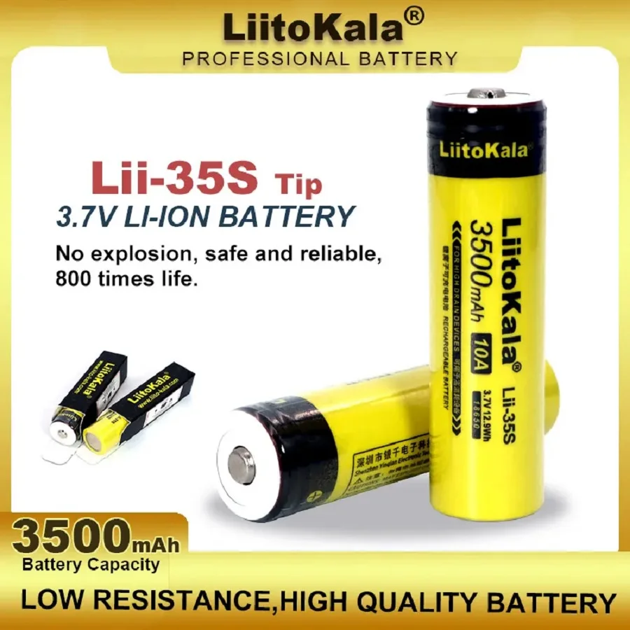 LiitoKala Lii-35S Tip 18650 batteria 3.7V 3500mAh batteria al litio ricaricabile per torcia a LED + fai da te a punta