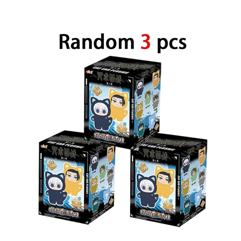 NEU auf Lager: Jujutsu Kaisen Blind Box Plüschfiguren – Vinyl-Plüsch-Minifiguren mit Katzenohren, Anime-Plüsch-Sammelgeschenkset 1