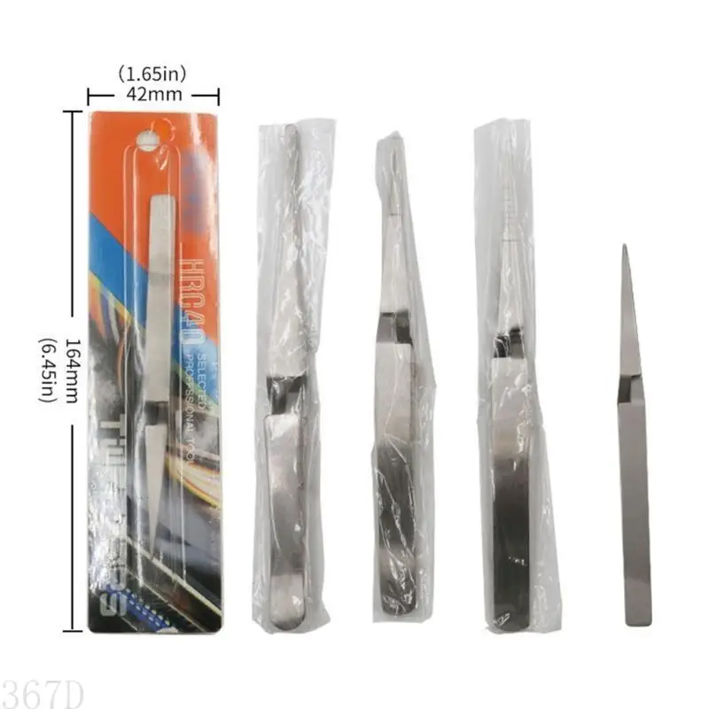 AP28 Stainless Steel Tweezers  Reverse Round Head Reverse Fork Pointed Labor-Saving Fixed Self-locking Clip Hand Tools