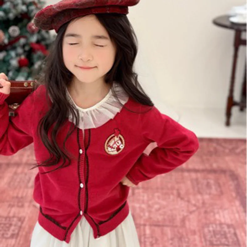 

In Stock 2026 Spring BP Baby Girls Skirts Kids Cardigan for Birthday Girls Red Sweaters Children Clothes Christmas Boys Pants