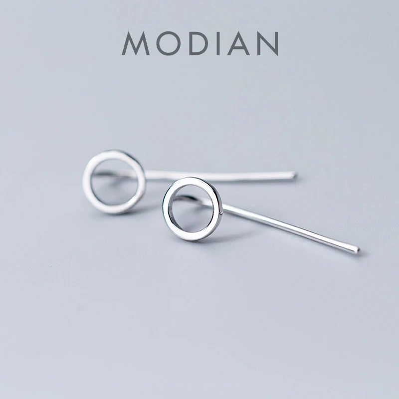 Modian autentyczne 925 srebro okrągły spadek kolczyk dla kobiet moda geometryczny hak kolczyk modne ładne biżuteria 2020 nowy