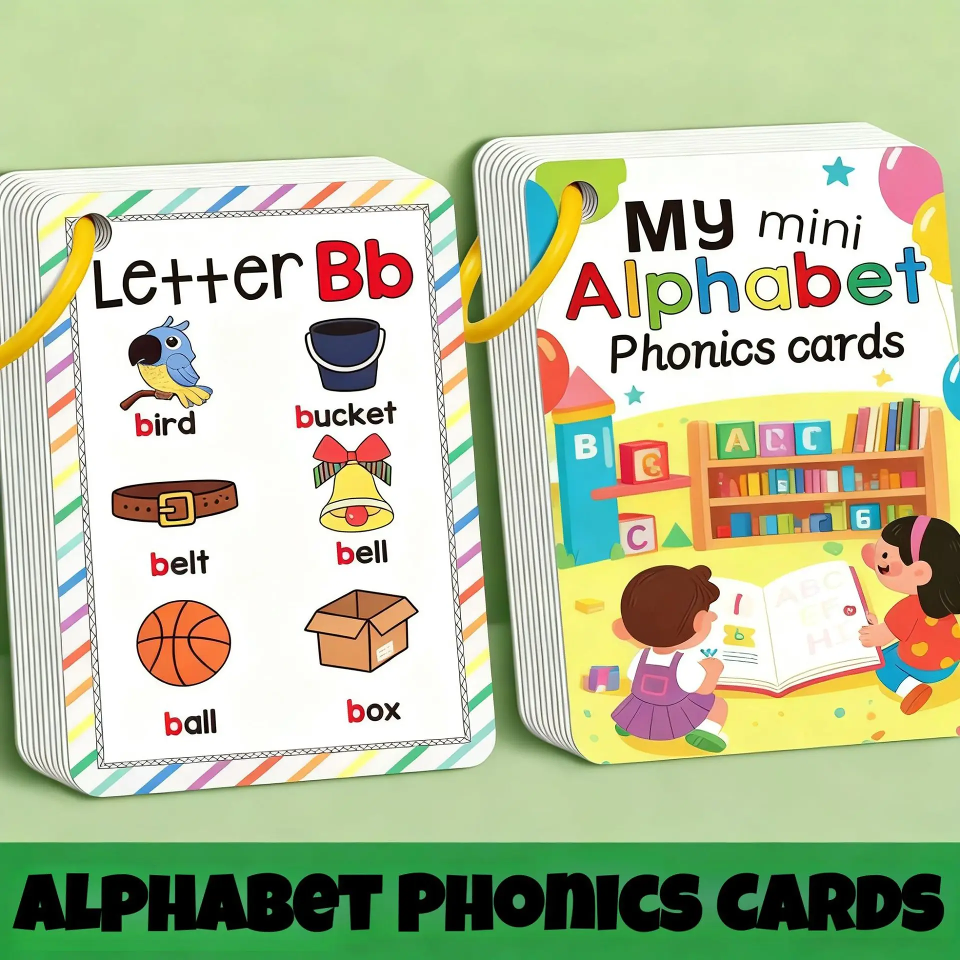 27 English Letter Recognition Cards, Pronunciation Learning, Word Flashcards, Fruit/ Animal Learning Cards