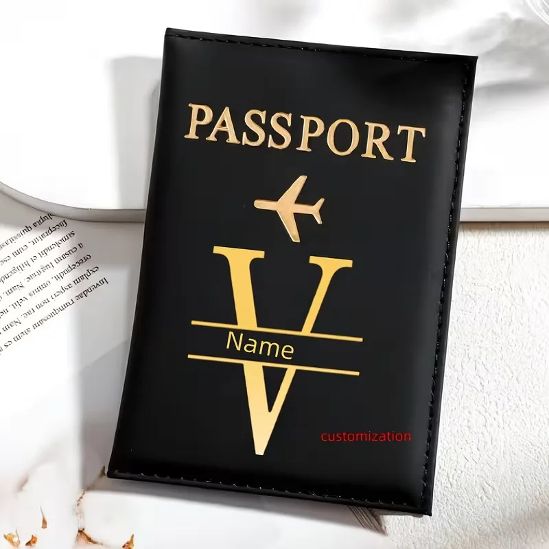 Custom Black ized Passport Book - Open Closure for Passports, Visas - With Custom Letter (for position) - Travel Passport Holder view 6