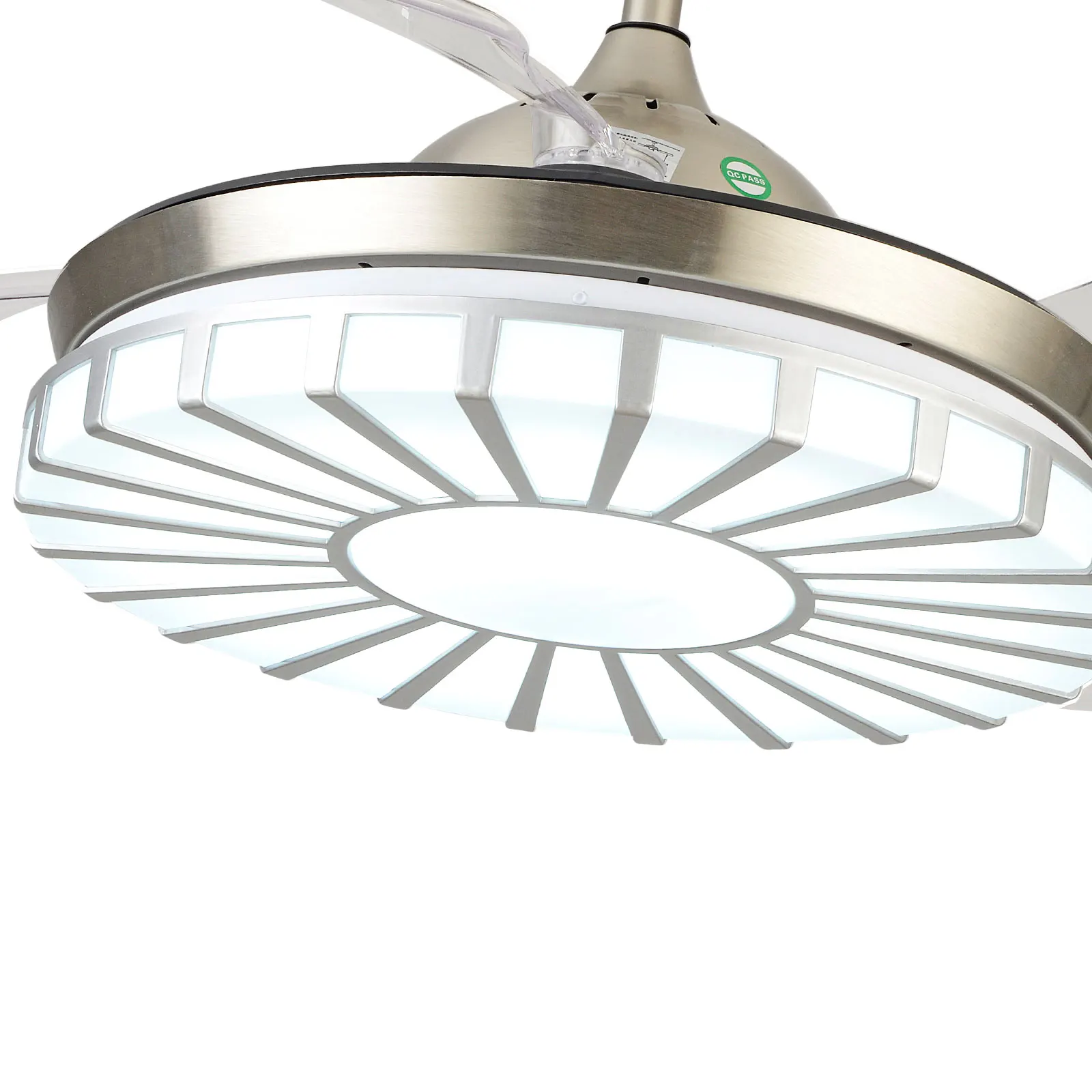 Ventilador de teto retrátil remoto com luz LED, lustre moderno, decoração do quarto, lâmpada regulável, salão e sala de estar