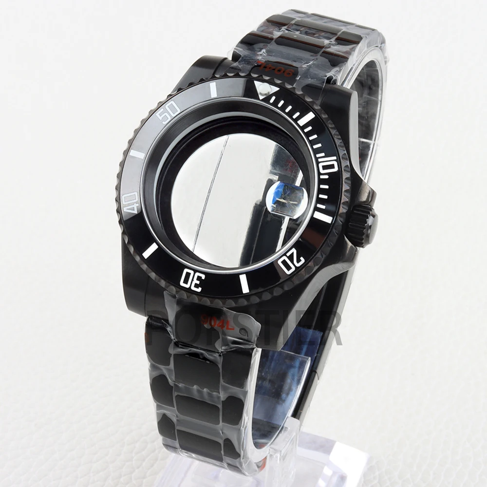 

High Quality Black PVD 40mm NH35 Case and Polish Oyster Bracelet Sapphire Waterproof for SUB 28.5m Dial NH34 NH35 NH36 Movement