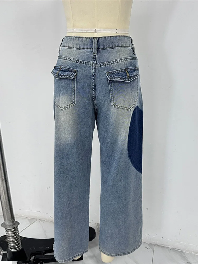 Harajuku Hart Y2K Baggy Jeans Mode Vrouwen Wijde Pijpen Jeans Hip Hop Rechte Broek Lente Herfst Casual Losse Denim broek