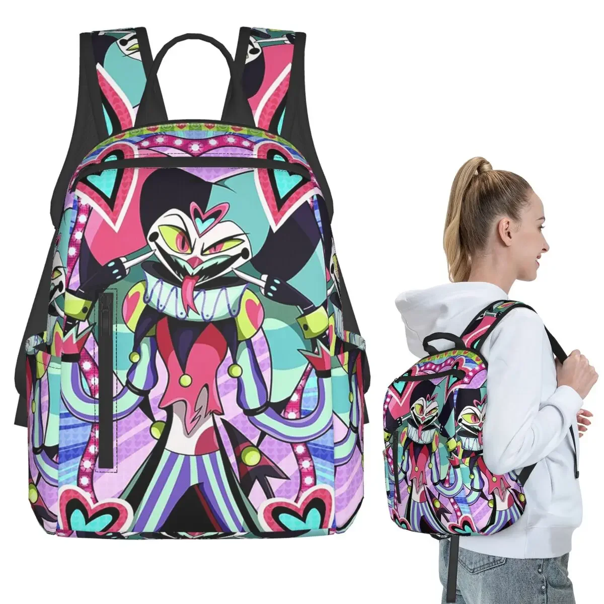 

Fizzarolli Helluva Boss Backpack Student Boys Girls BookBag Kids School Bag Computer Shoulder Bags for Men Women