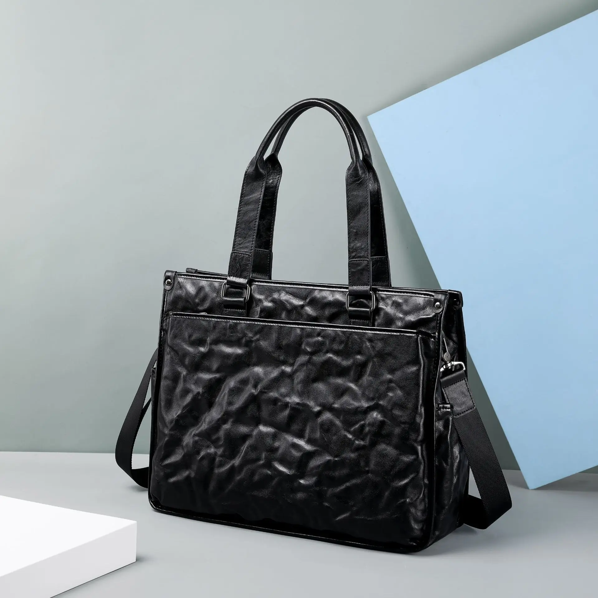 Top Layer Cowhide New Men's Handbag Large Capacity High-end Genuine Leather Tote Luxury Bag Briefcase Dropshipping Brief Case