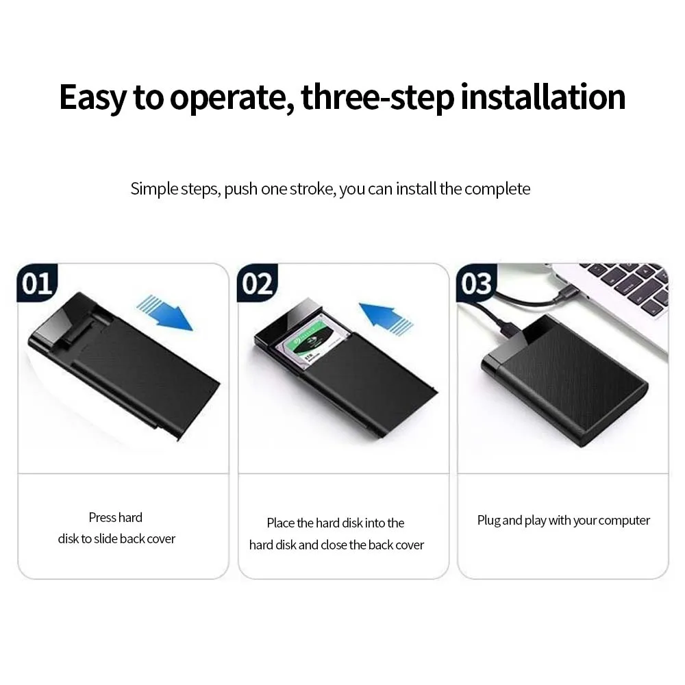 TISHRIC-funda HD externa SSD de 2,5 pulgadas, Sata a Usb 3,0/carcasa de disco duro tipo C/caja/carcasa de hasta 5Gbps