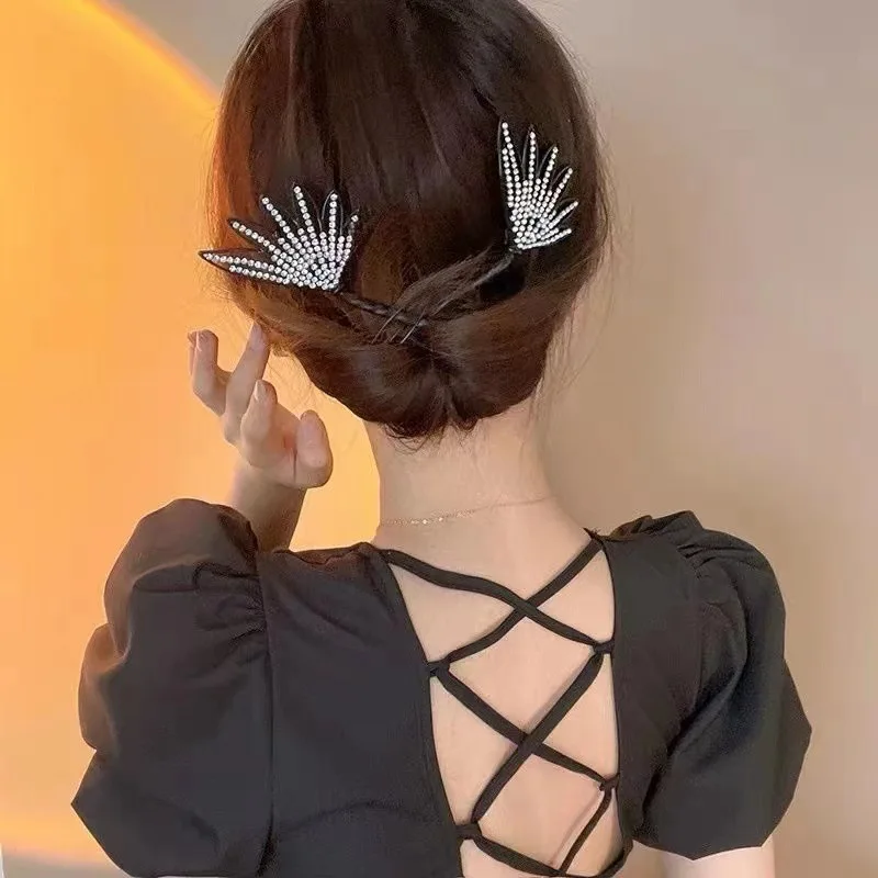 Capelli donna Bun Hair Stick elegante strass tornante Curling Stick strass accessori per capelli moda copricapo fermaglio per capelli