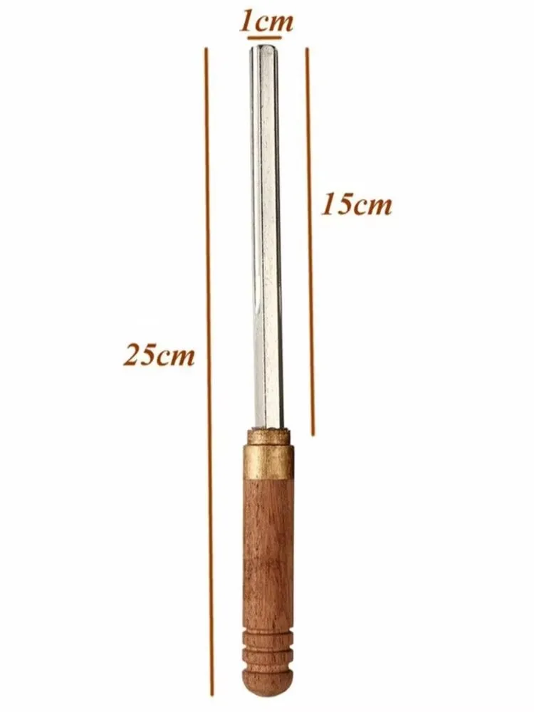 

3-in-1 Guitar Silk Hexagonal File 3 Sizes Instrument Silk Repair and Polishing Tool - Wood Handle