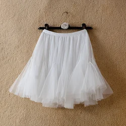 High Waist A-Line Skirt Women's New Style Summer Slimming Mesh Puffy Short Skirt Korean Version Commute Pure Color