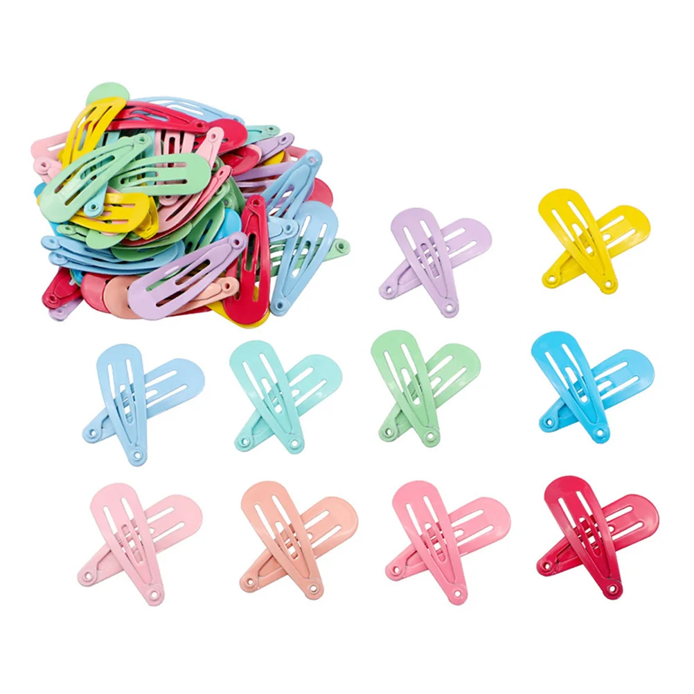 

50 Pcs Toddler Hair Clips Kids Hairpins Metal Snap Candy Color Barrettes for Girls