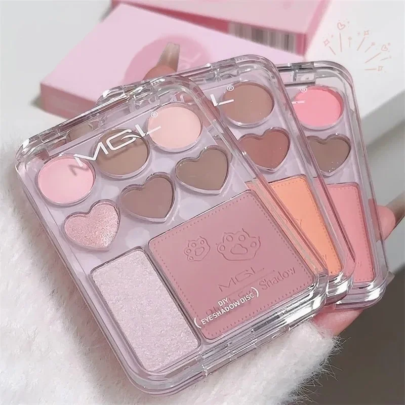 Paleta de maquiagem Matte Glitter Highlighter Eyeshadow, perolado, duradouro, Rose Blush, paleta de maquiagem dos olhos, cosméticos femininos coreanos