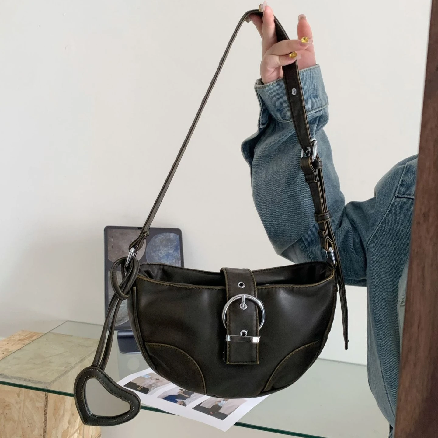 

Vintage Women armpit Shoulder Bag Fashion Semicircle Saddle Bags PU Leather Crossbody Bags for female Handbags and purses