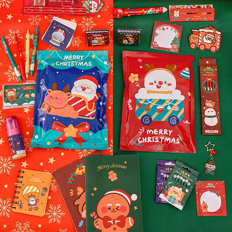 Christmas Stationery Blind Box Gift Pack Ballpoint pen notebook sticker Children Stationery Set Reward Lucky Bag Blind Bag Gift
