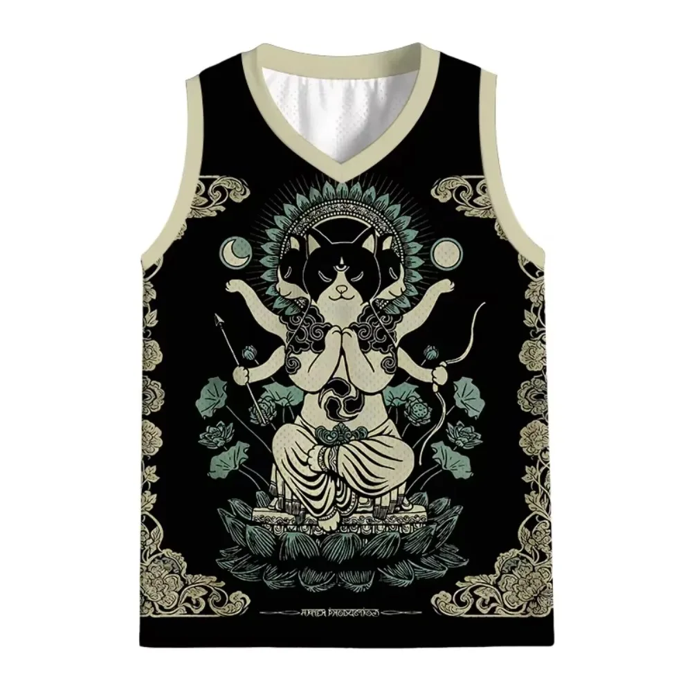 Summer Fashion New Model Gothic Style Thousand-finger Cat 3Dprinted Men's Large-sized Vest Outdoor Breathable Sports Family Vest