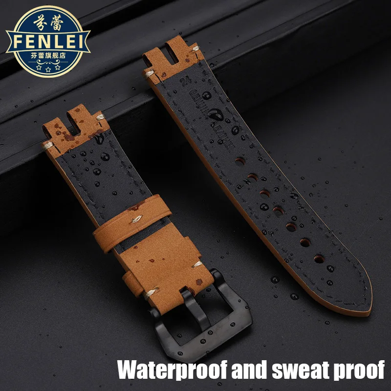 카시오 PROTREK 정품 가죽 시계 밴드 PRG-300/PRW-6000/6100/3000/3100 마운틴 수정 남성용 소가죽 스트랩 24MM 팔찌