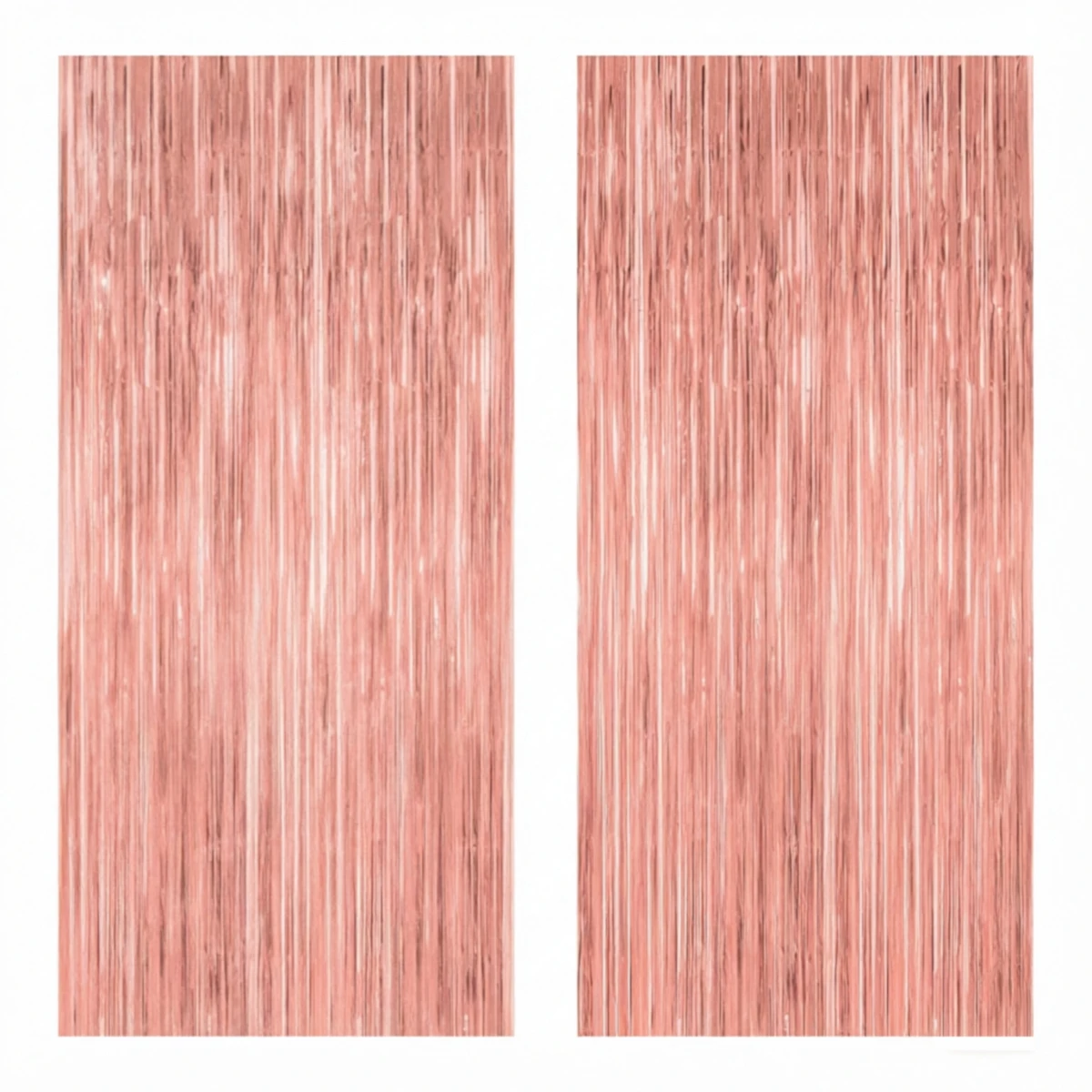 2 Cortinas de Flecos Metálicos Color Oro Rosa, 3.3x6.56 pies, Cortinas de Espumillón para Decoración de Fiestas, Cabina de Fotos y Decoración de Paredes