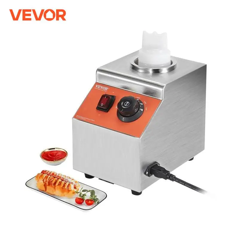 VEVOR Electric Bottle Warmer with Bottle 0.57 Qt Commercial Cheese Dispenser Hot Fudge Warmer 86-185℉ Temp Adjustable Square