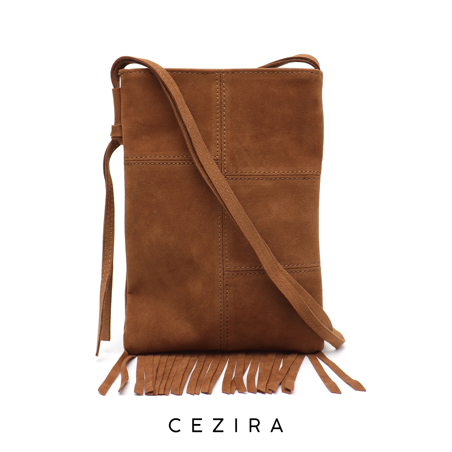 

CEZIRA Bohemia Style Women Faux Suede Leather Sling Bags Casual PU Vegan Tassel Small Phone Purse Crossbody Shoulder Handbags