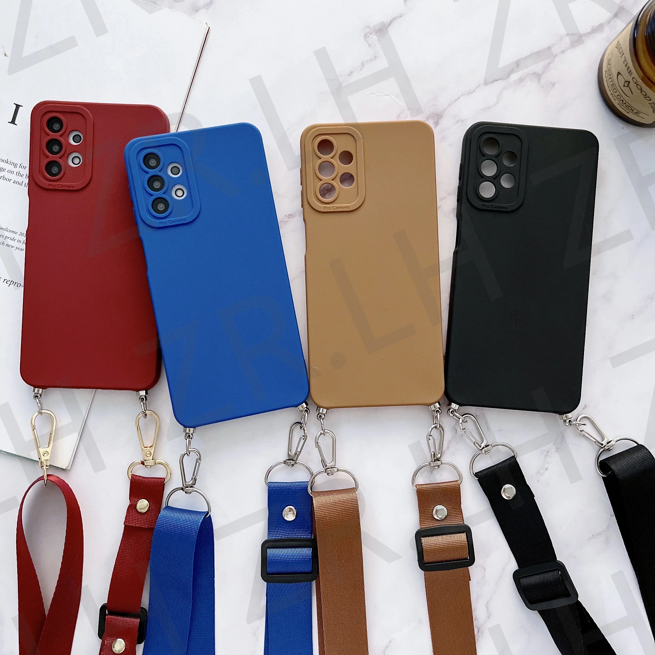 

Crossbody Lanyard Necklace Soft Silicone Case For Samsung Galaxy A52 A51 A53 A32 A50 S22 S21 FE A03 A22 Cord Strap Chain Cover