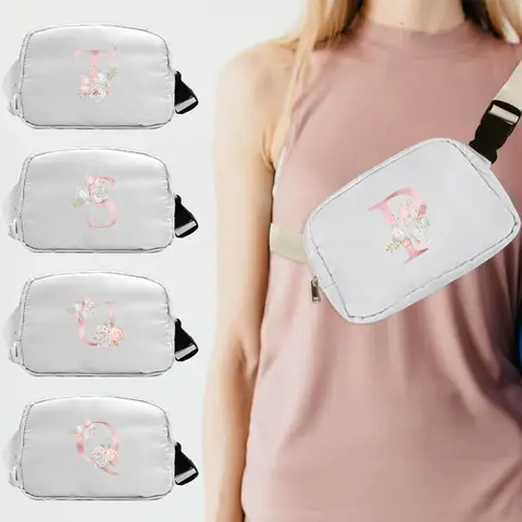 Waist Pack Belt Bag Mobile Phone Bag White Initial Letter  Series Outdoor Sports Organizers Running Riding Fanny Pack Unisex