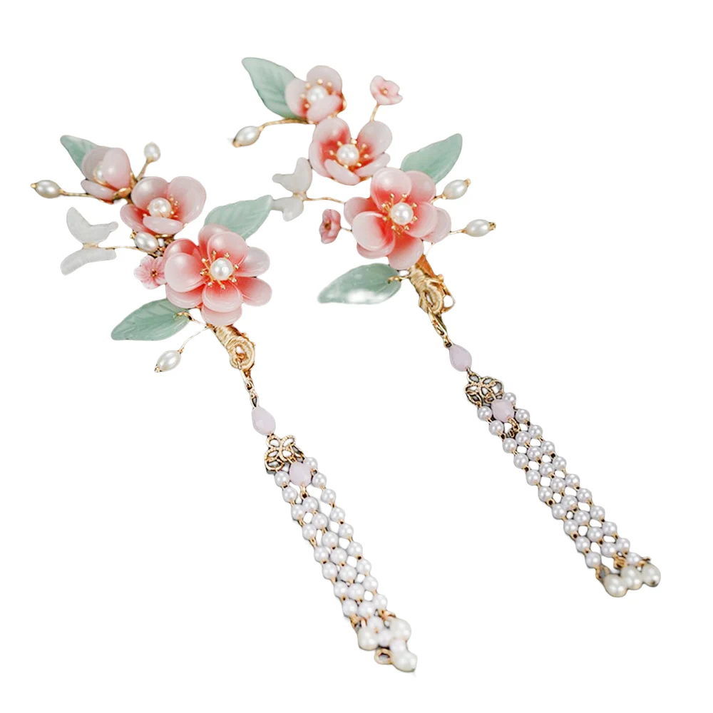 

Женские заколки с краями, 2 шт., заколки для волос с красным глазурованным цветочным стилем, цветная быстрая фотография, для выступлений в школе и на открытом воздухе