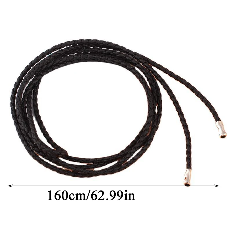 1Pc 160cm PU Leather Ultra-thin Waist Chain Women Waist Rope Alloy Pendant Solid Color Braided Belt Woven Knotted Straps Fashion