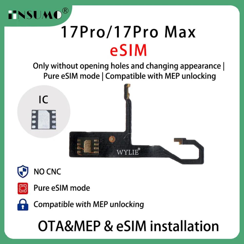 WYLIE SIMHUB eSIM Only Solution Flex Cable for iPhone 17 Pro Max 16 15 Plus No CNC No Physical SIM Support iOS 27 Beta System