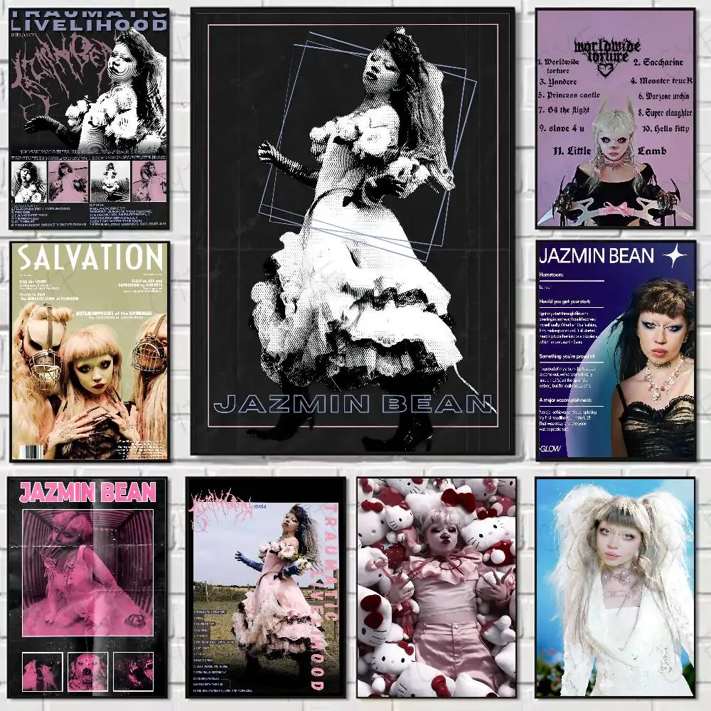Singer J-Jazmin B-Bean Poster Sticker Vintage Movie Posters Print Waterproof Wall Art For Living Room Bedroom Home Decor