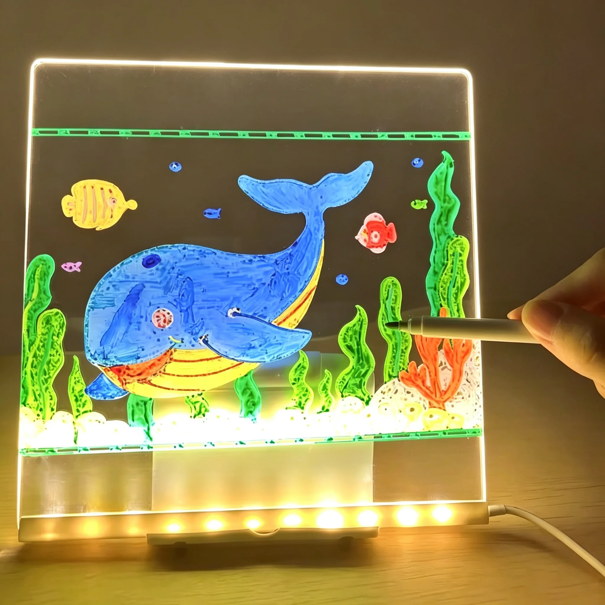 Magic Glow Kids LCD Light Up Doodle Board Reusable Erasable Writing Pad 3-6 Years Old Boy Girl Toy Gifts for Halloween Christmas