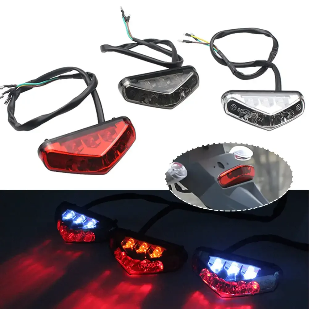 Mini Motorbike LED Tail License Light 12V Rear Brake Lamp for Pit Dirt Bike ATV Chopper Scooter Cruiser Number Plate Taillights