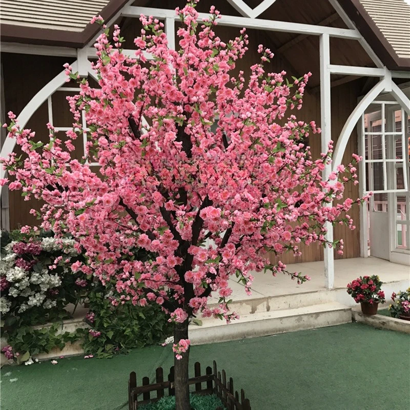 Simulation peach blossom tree green plant balcony leisure area layout living room sofa next to the study