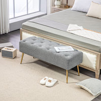 HOMCOM upholstered bench with lamb wool effect, bedroom button sewing