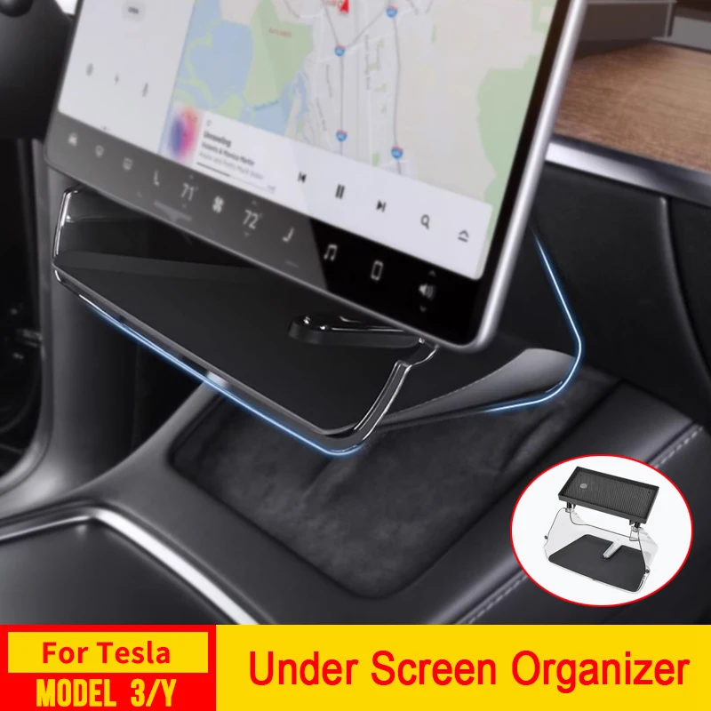 Center Console Organizer for Tesla Model Y 3 Highland Storage Box Magnetic Under Screen Tray Bin Phone Holder Tissue Accessories