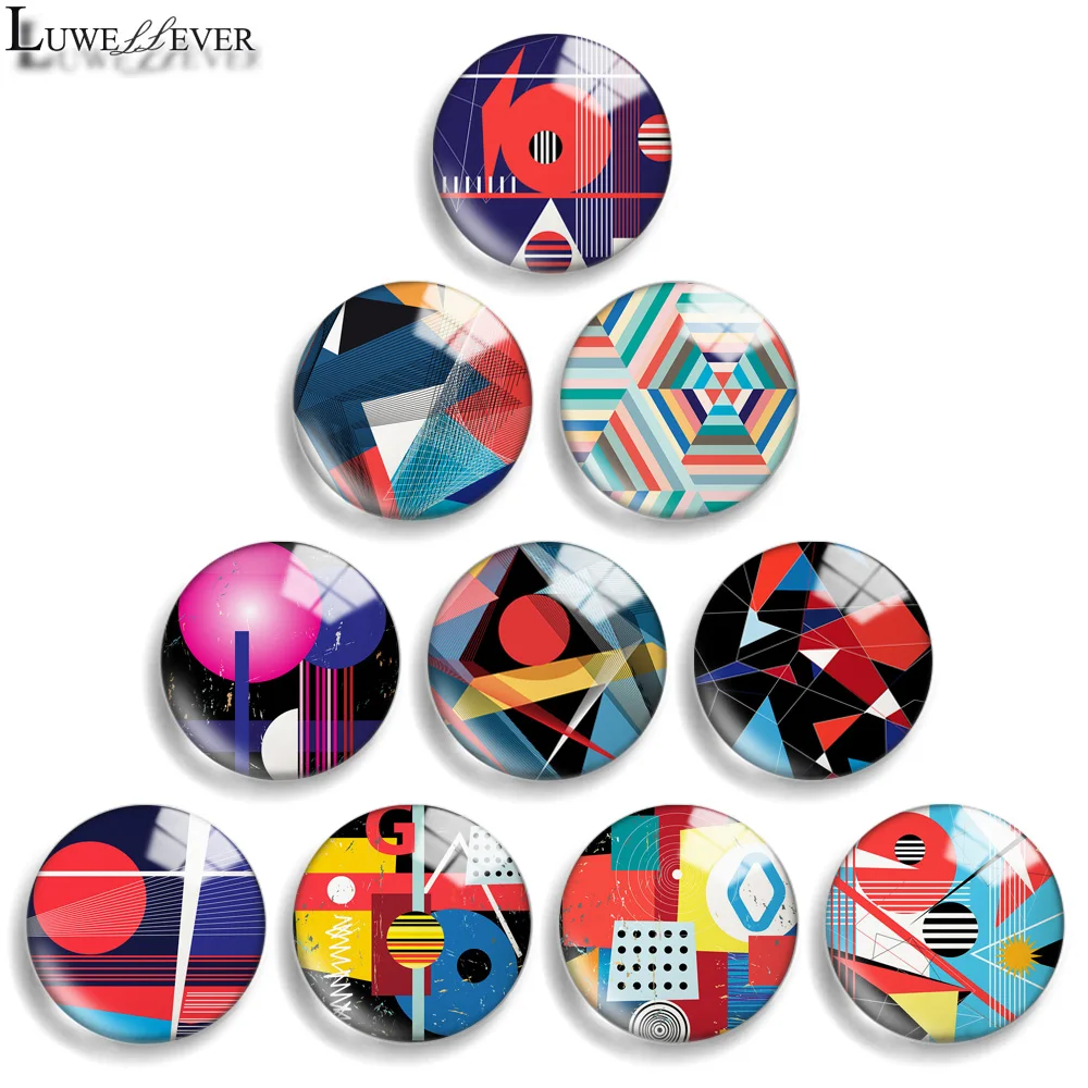 

12mm 10mm 20mm 25mm 30mm 40mm 830 Geometry Mix Round Glass Cabochon Jewelry Finding 18mm Snap Button Charm Bracelet