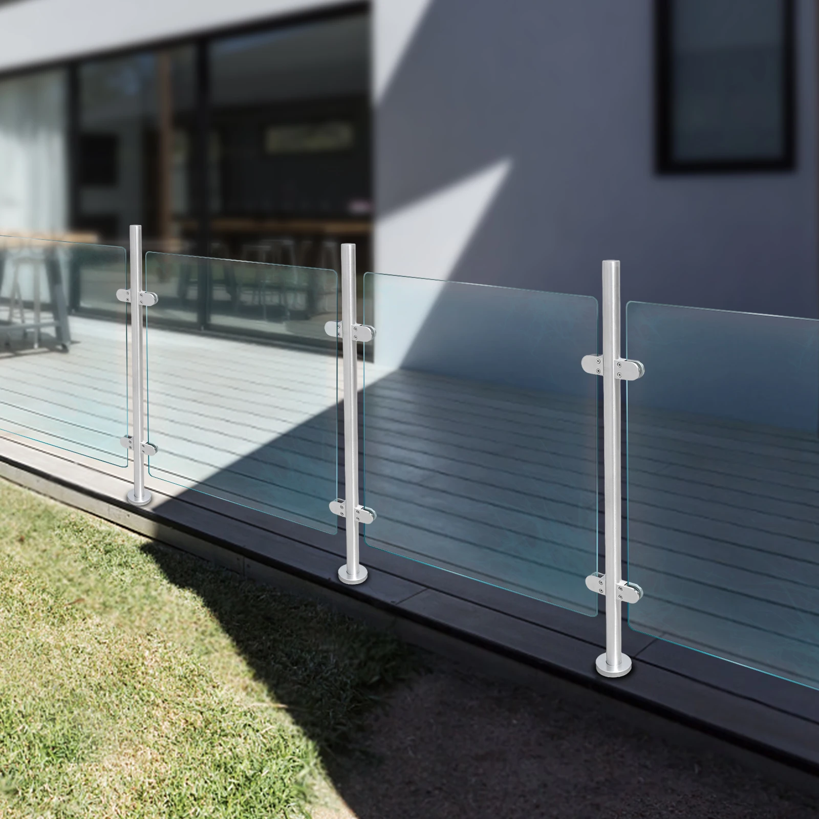 316 Stainless Steel Railing Balustrade Fence Pole Handrail 110cm/43.3in Glass Railing Post for Garden beach