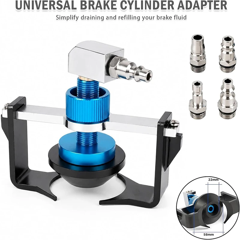 360° Rotatable Universal Brake Fluid Reservoir Adapter Wrench 22-58 mm 4 Quick Couplings EU/US/Metric/Japan for most vehicles
