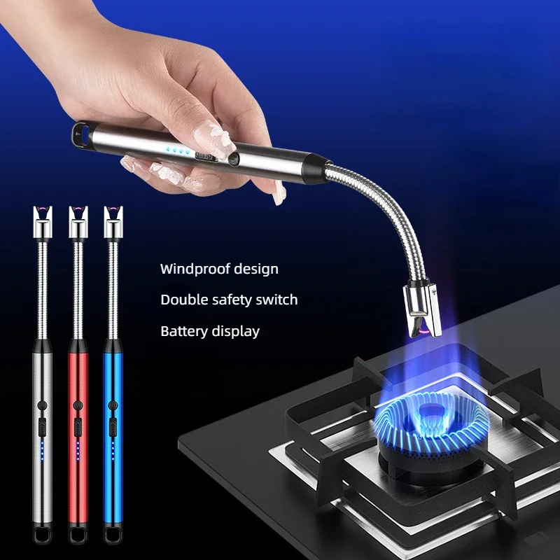 

New Windproof Igniter Type-C Charging Personality and Creativity Comes with Hook Ignition Gun Arc Pulse Lighter Ignition Stick