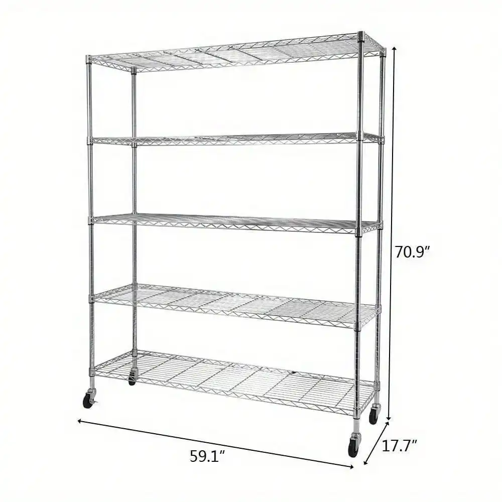 Heavy Duty Large Wire Shelving Unit Metal Shelf Rack Chrome