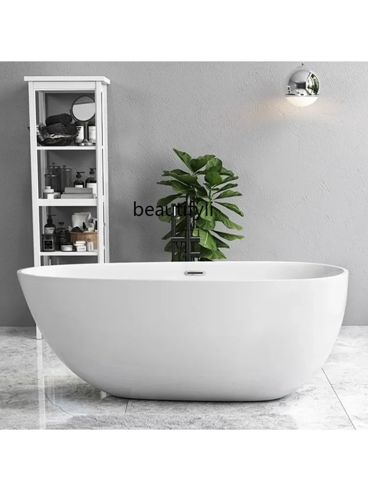 European-Style Acrylic Independent Bathtub Household Thin Edge Egg-Shaped B & B Bath Small Apartment Bathtub