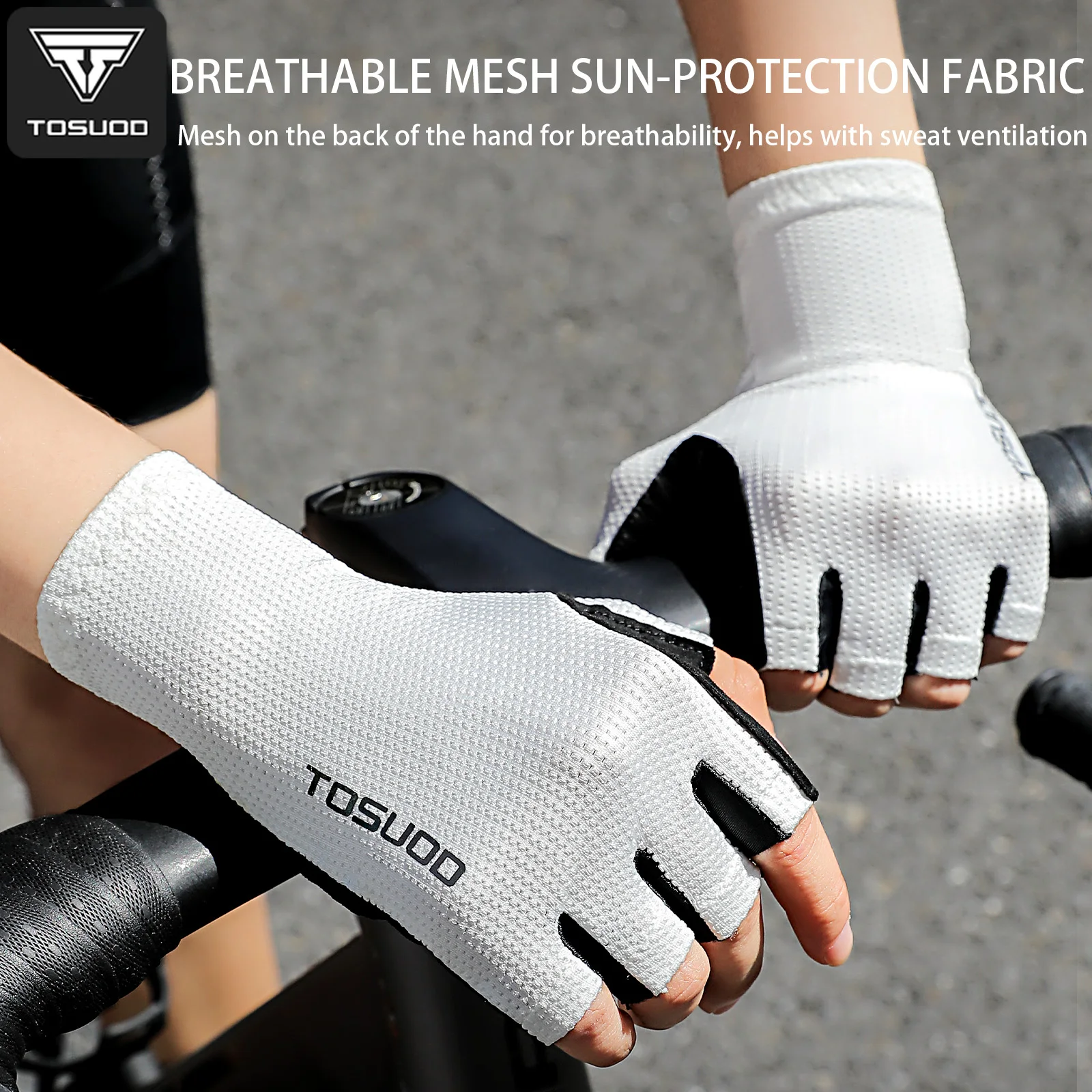 TOSUOD Professionelle Radfahren Halbfinger-Handschuhe, rutschfest, stoßfest, atmungsaktiv, SBR-Pad, elastisch, Sport, Unisex, kurze Fahrradhandschuhe