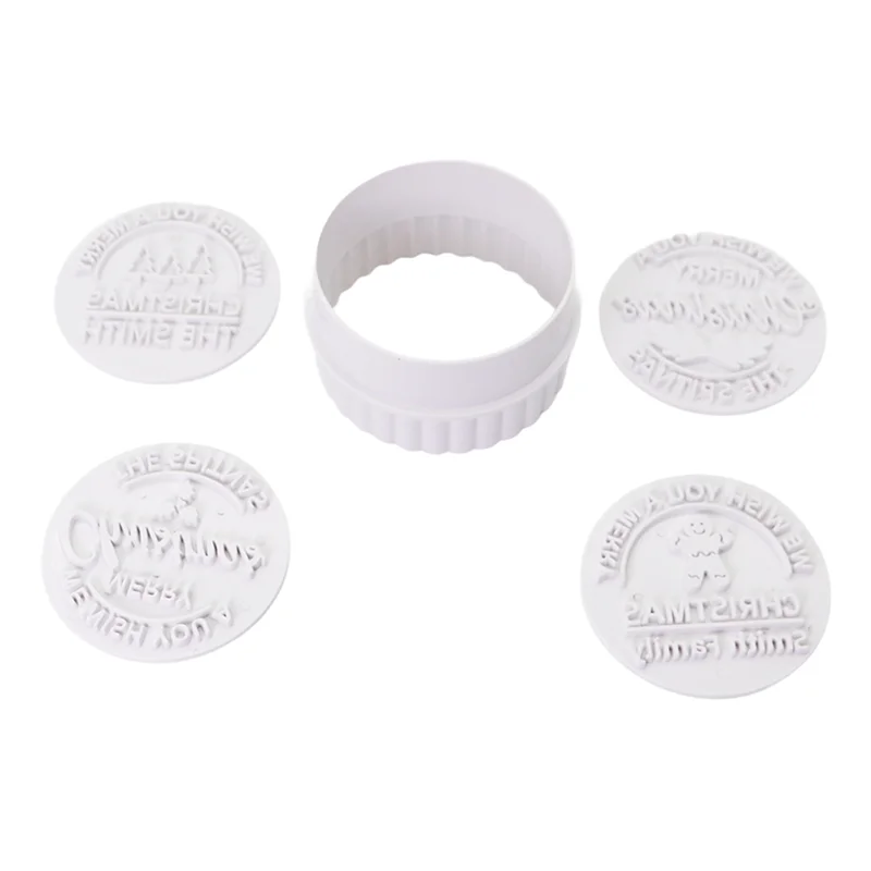 4 Piece Personalized Christmas Cookie Stamp With Cutter, Custom Merry Christmas Cookies Handcrafted Gift For Baking-AT64