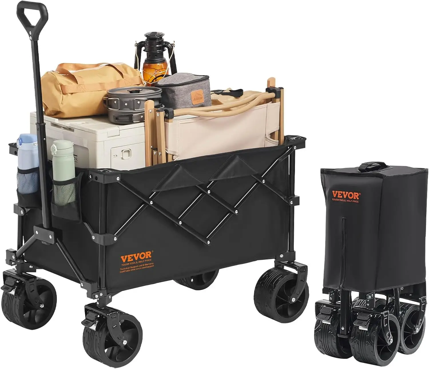 

220L/350lbs Collapsible Folding Wagon with Big Wheels for Beach Camping and Outdoor Use