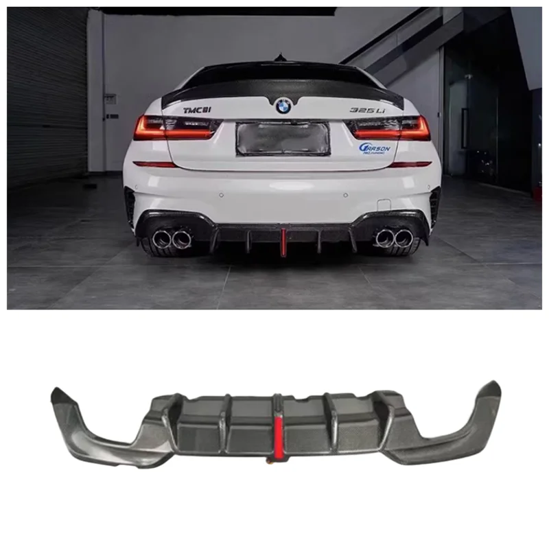 

For BMW 3 Series G20 G28 330Li 2020-2023 High Quality Carbon Fiber Trunk Bumper Rear Diffuser Spoiler Exhaust Protector Cover