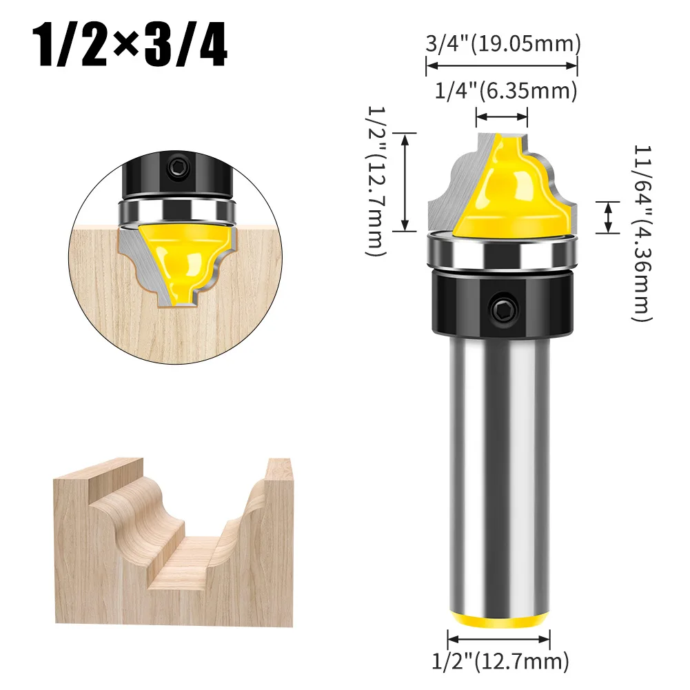 1PC 12mm 1/2 "생크 모조 3 아크 조각 라우터 비트 도어 패널 커터 캐비닛 도어 패널 커터 목공 도구